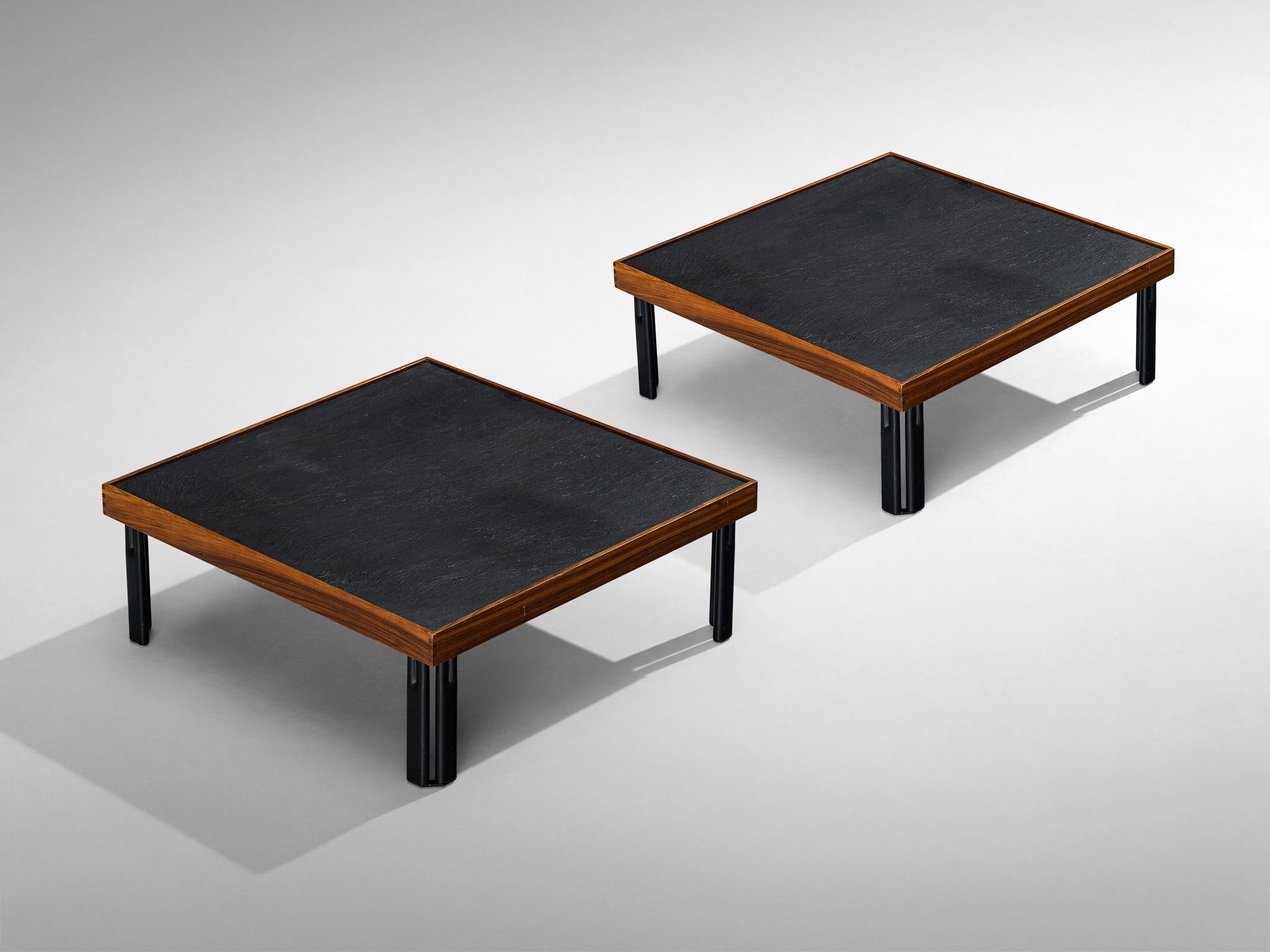 Piero De Martini for Cassina 'Naviglio' Coffee Table in Walnut and Slate