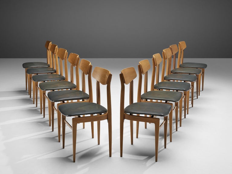 Danish Set of Twelve Danish Sculptural Chairs in Blonde Wood