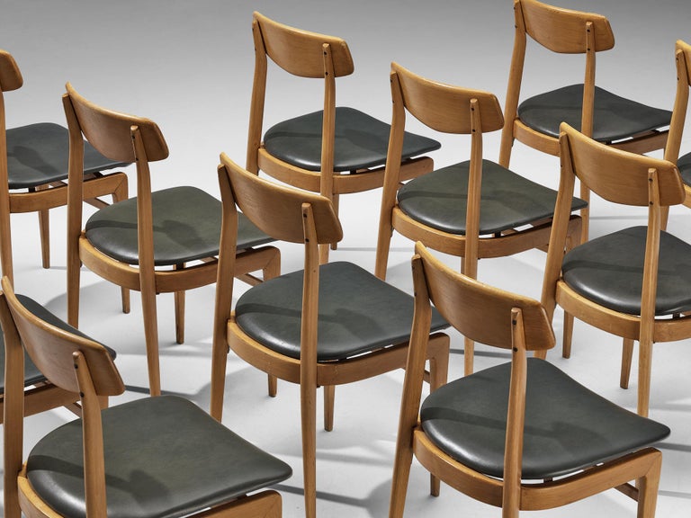 Danish Set of Twelve Danish Sculptural Chairs in Blonde Wood