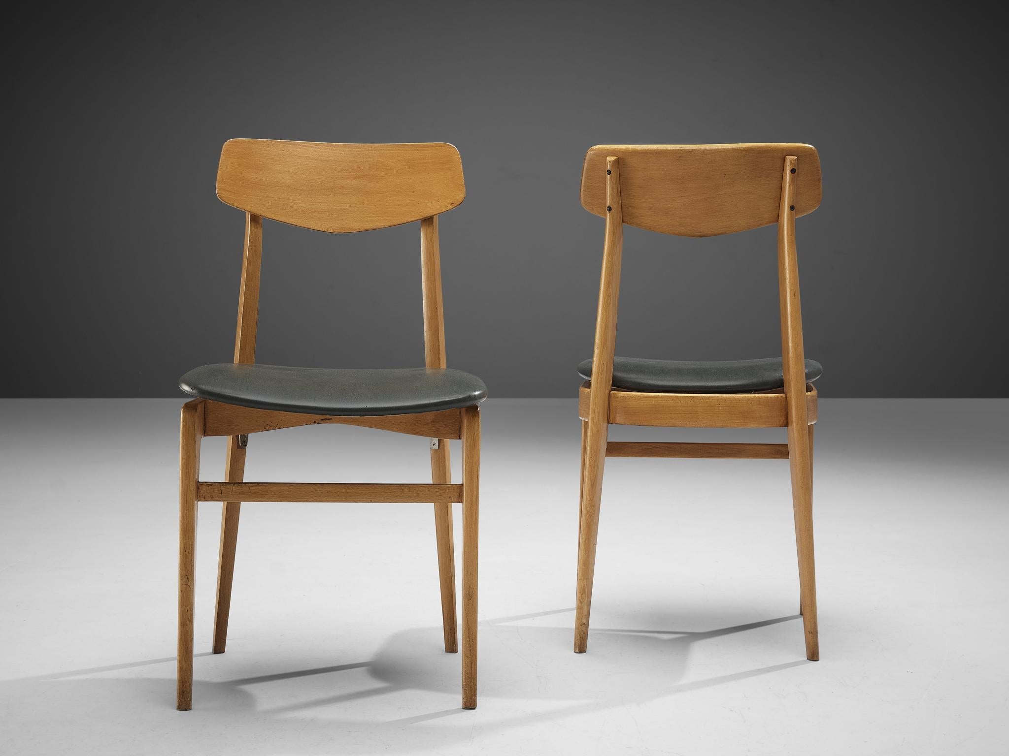 Danish Set of Six Danish Sculptural Chairs in Blonde Wood