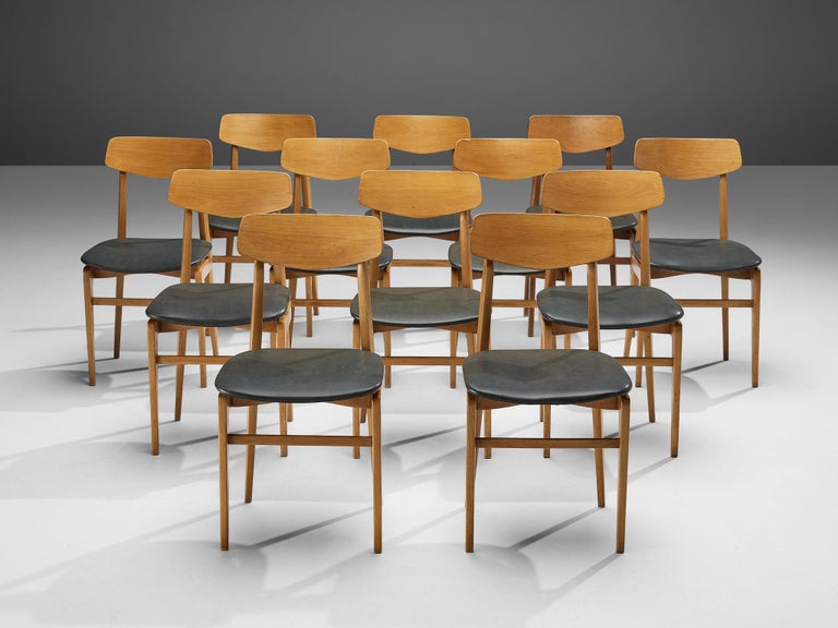 Danish Set of Twelve Danish Sculptural Chairs in Blonde Wood