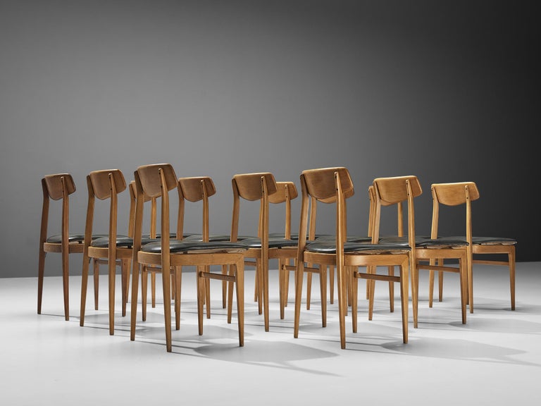 Danish Set of Twelve Danish Sculptural Chairs in Blonde Wood