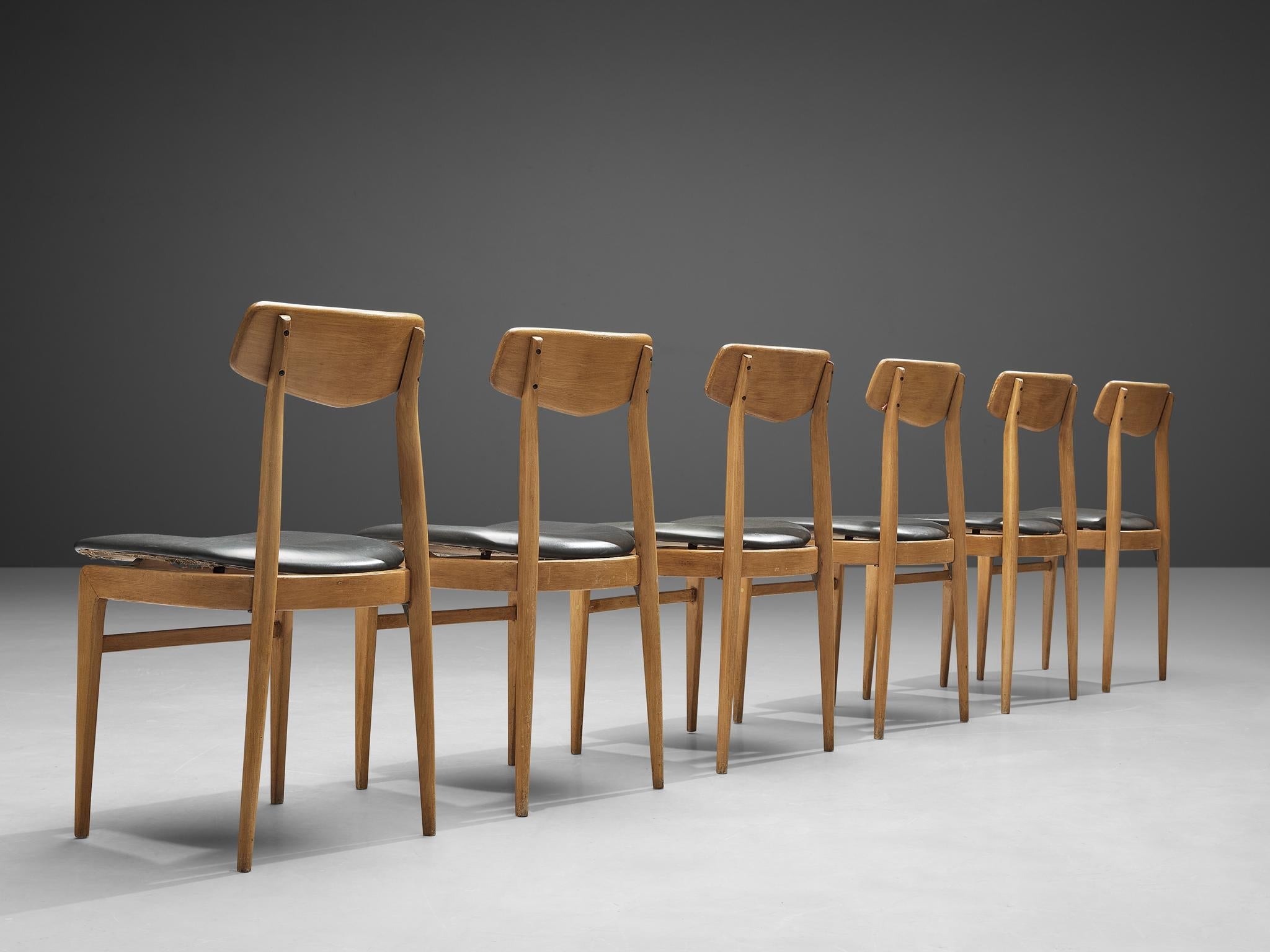 Danish Set of Six Danish Sculptural Chairs in Blonde Wood