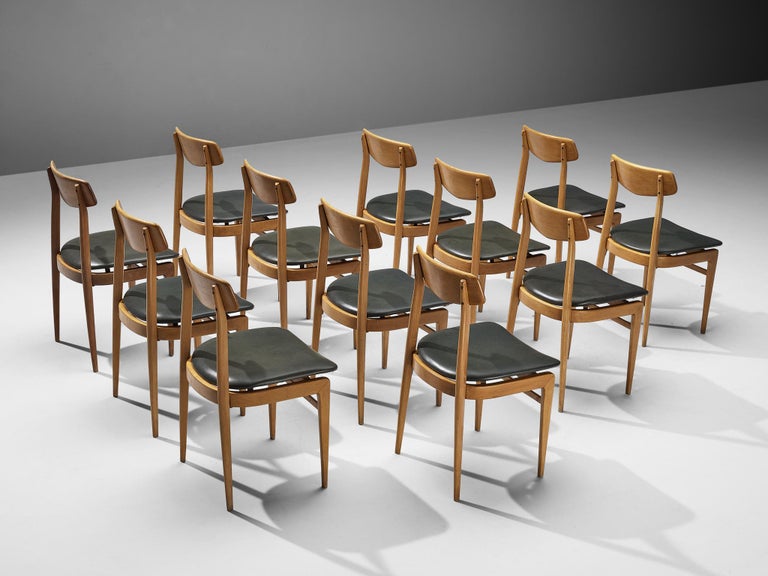 Danish Set of Twelve Danish Sculptural Chairs in Blonde Wood