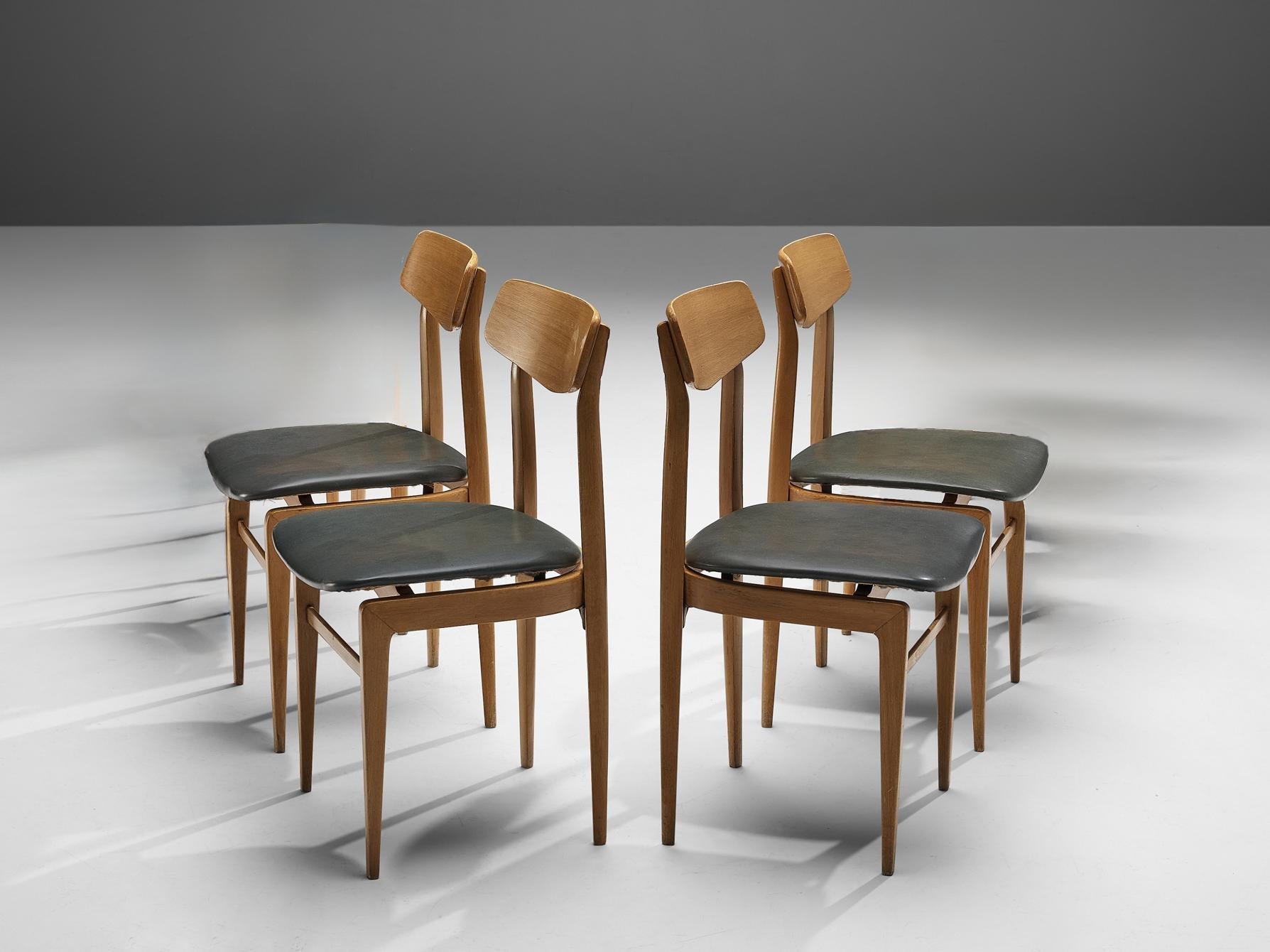 Danish Set of Four Danish Sculptural Chairs in Blonde Wood