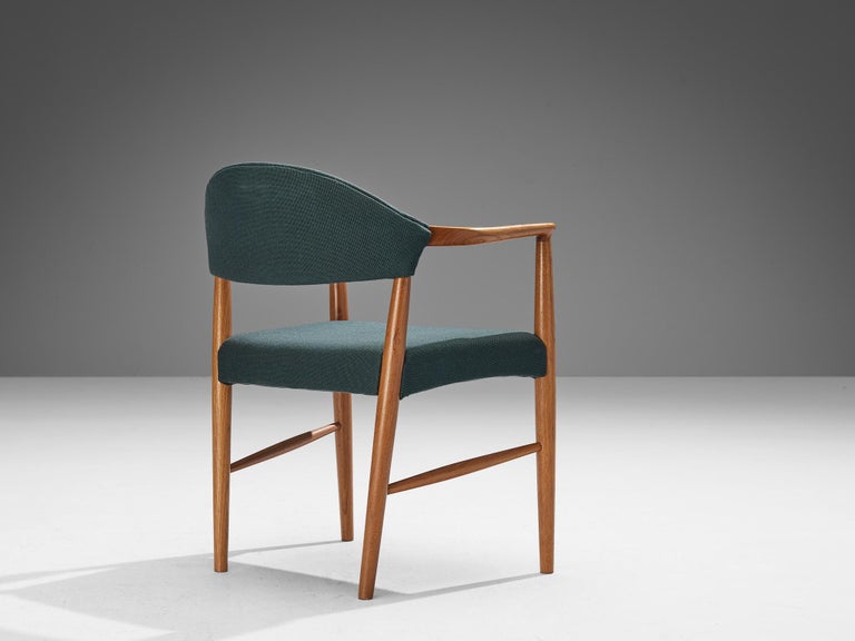 Kurt Olsen for Slagelse Mobelvaerk Armchair in Teak and Green Upholstery