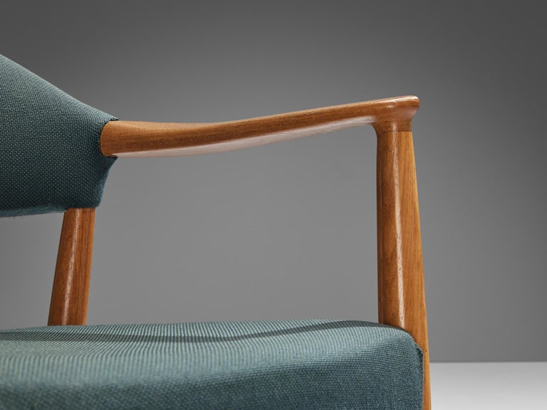 Kurt Olsen for Slagelse Mobelvaerk Armchair in Teak and Green Upholstery