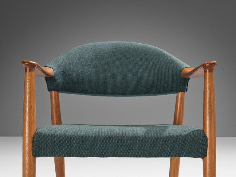 Kurt Olsen for Slagelse Mobelvaerk Armchair in Teak and Green Upholstery