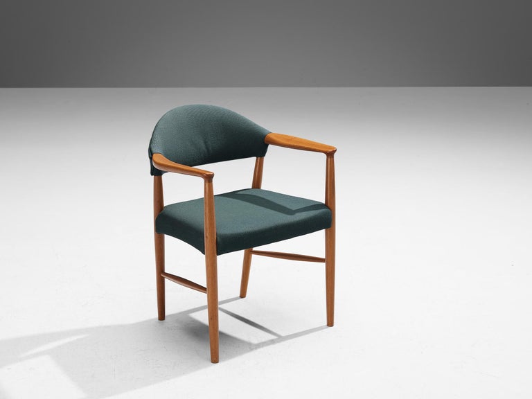 Kurt Olsen for Slagelse Mobelvaerk Armchair in Teak and Green Upholstery