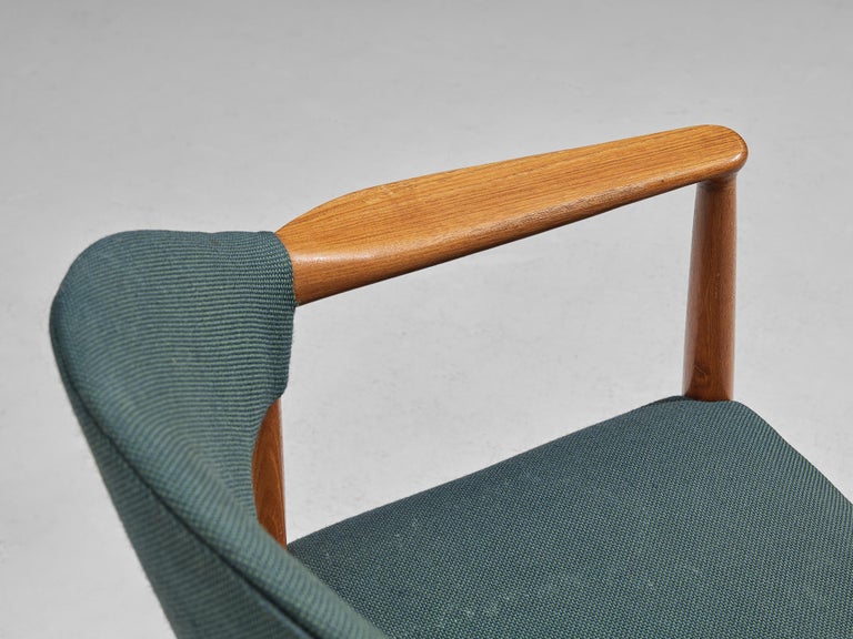 Kurt Olsen for Slagelse Mobelvaerk Armchair in Teak and Green Upholstery