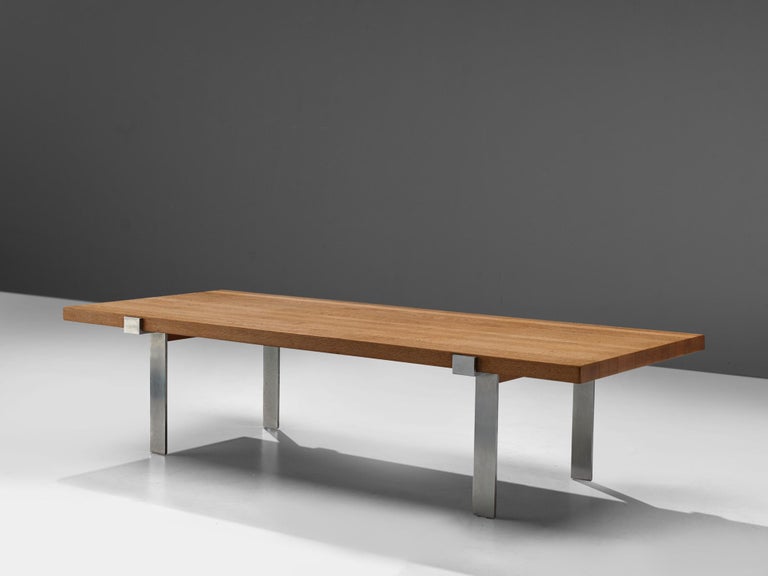 Jørgen Høj for Niels Vitsøe Long Coffee Table in Oak and Steel