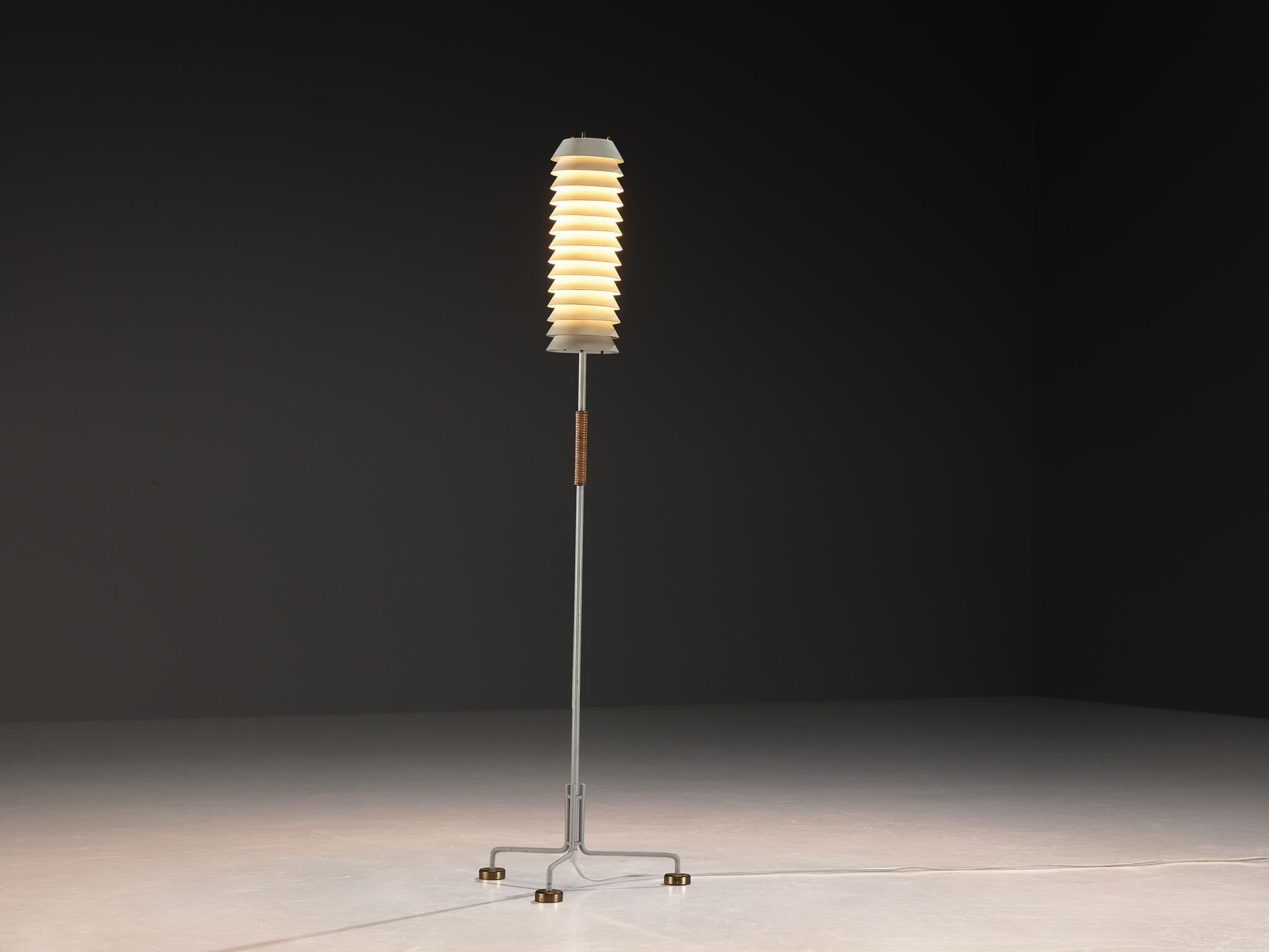 Ilmari Tapiovaara 'Maija the Bee' Floor Lamp with Cane and Brass Details