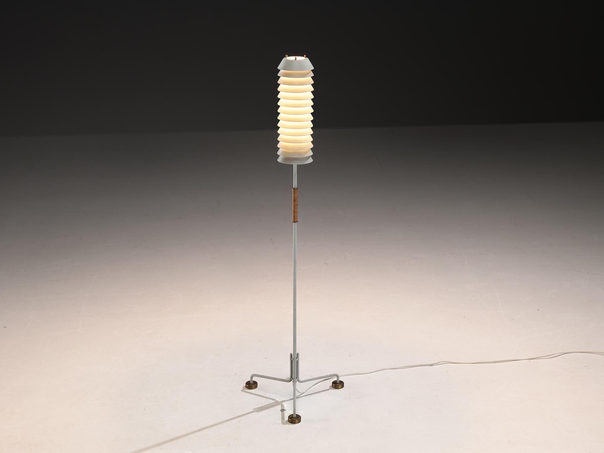 Ilmari Tapiovaara 'Maija the Bee' Floor Lamp with Cane and Brass Details