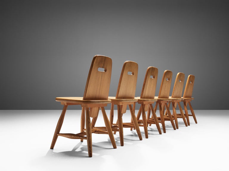 Eero Aarnio for Laukaan Puu Set of Six Dining Chairs in Solid Pine