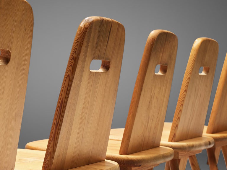 Eero Aarnio for Laukaan Puu Set of Six Dining Chairs in Solid Pine