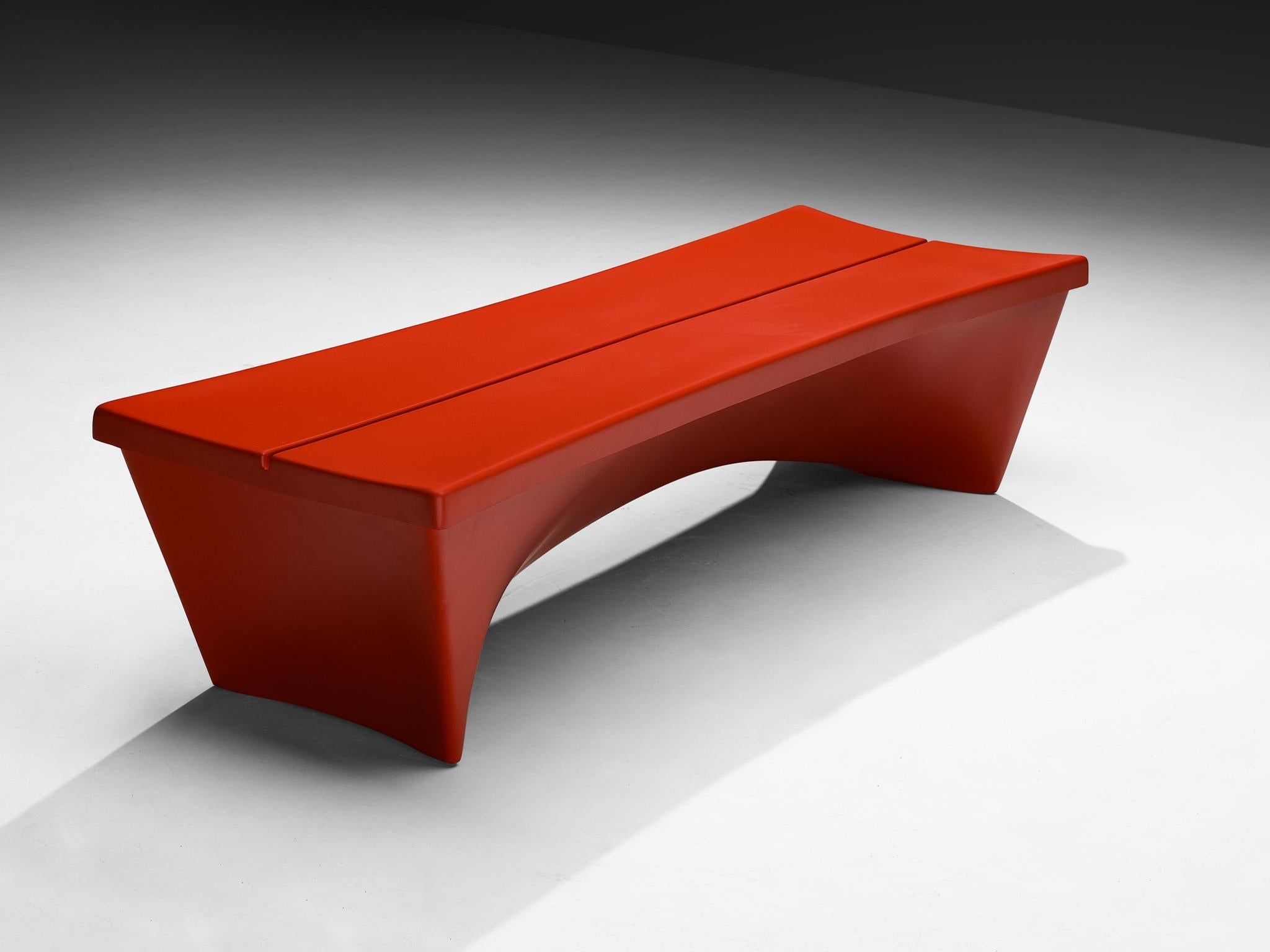 Douglas Deeds for Architectural Red Fiberglass Bench