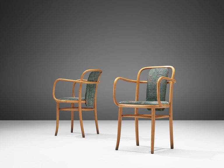 Bentwood Armchairs in Green Upholstery