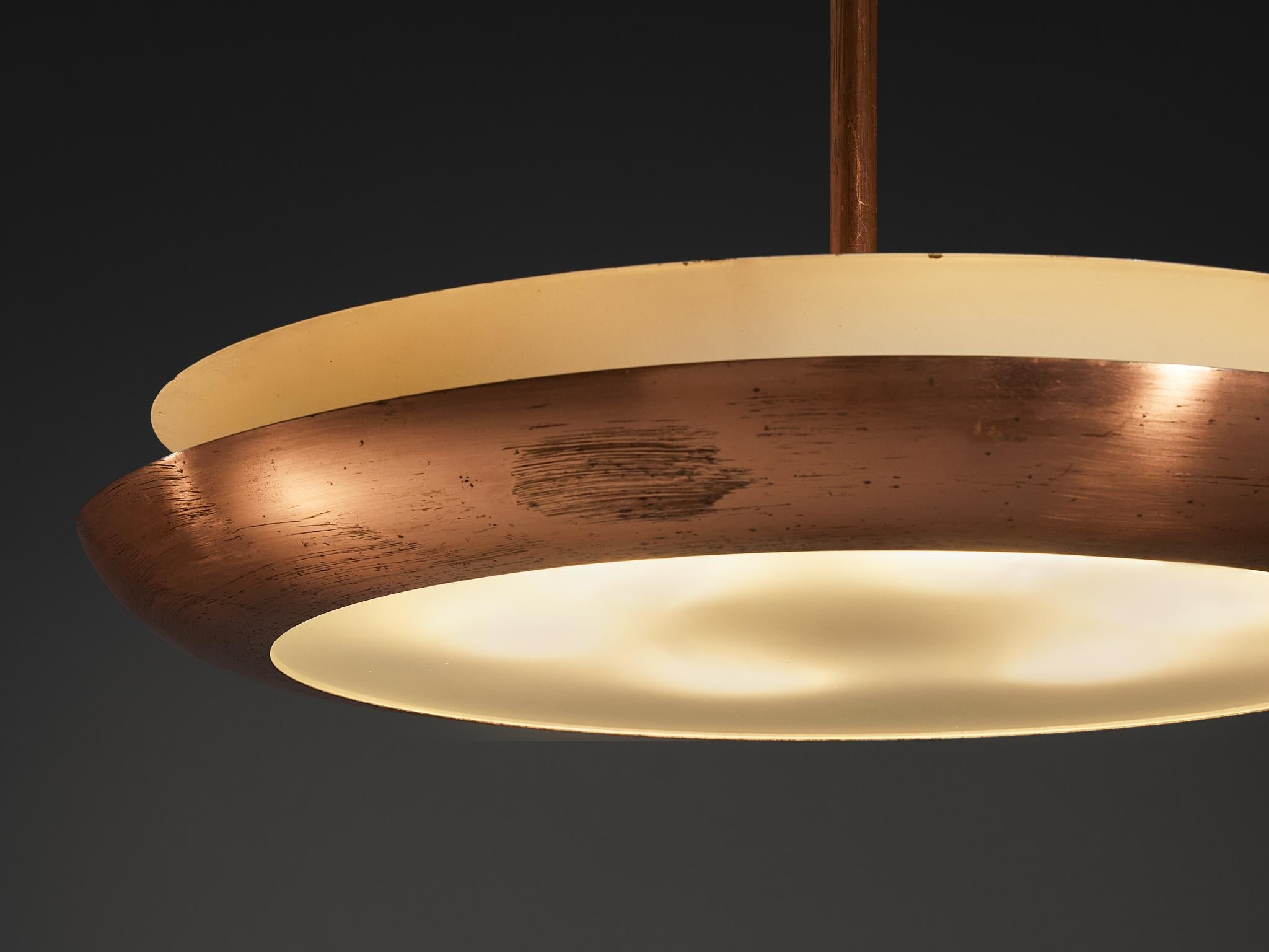 Josef Hurka for Napako Pendant Ceiling Light in Copper and Glass