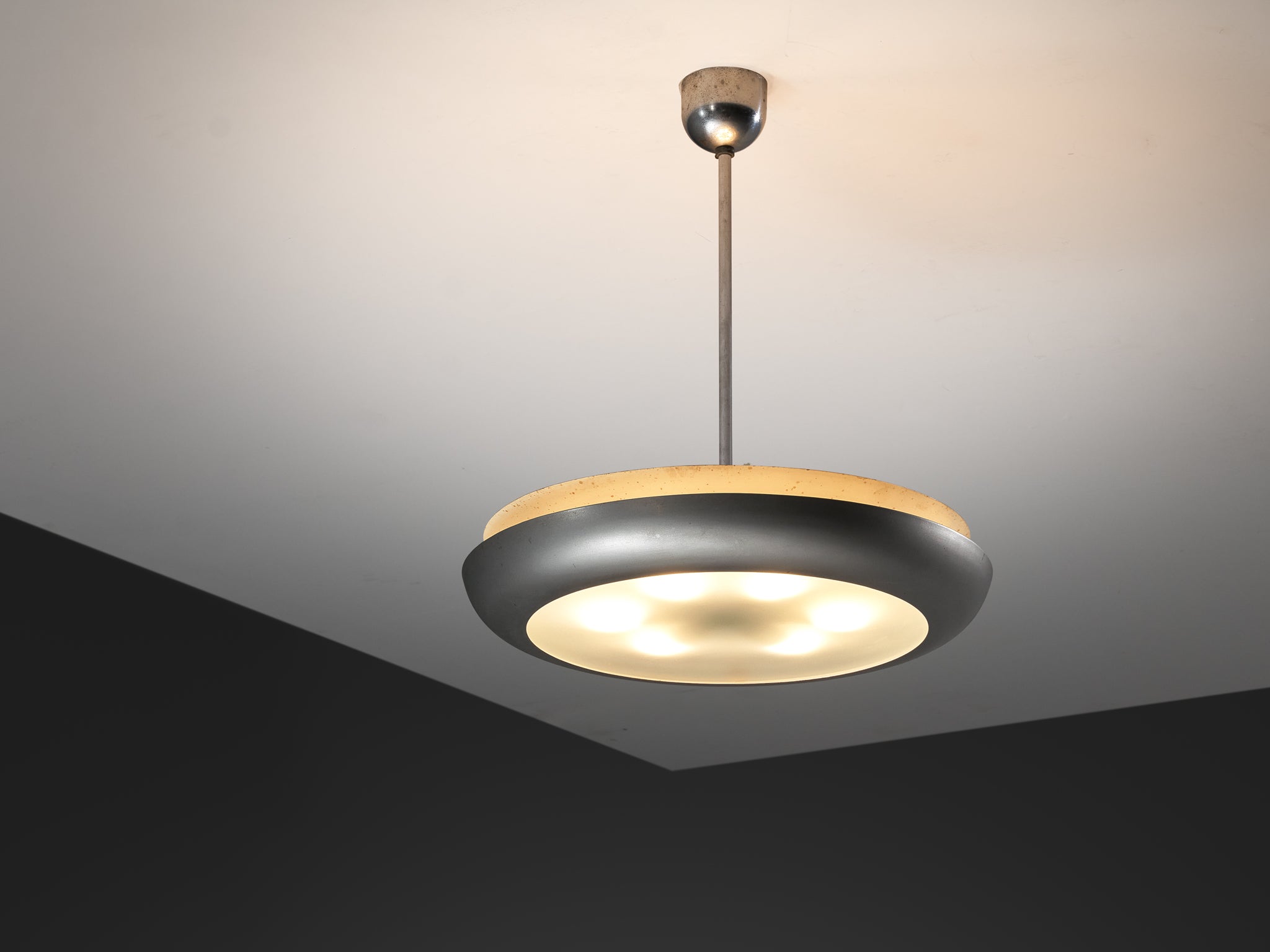 Josef Hurka for Napako Pendant Ceiling Light in Metal and Glass