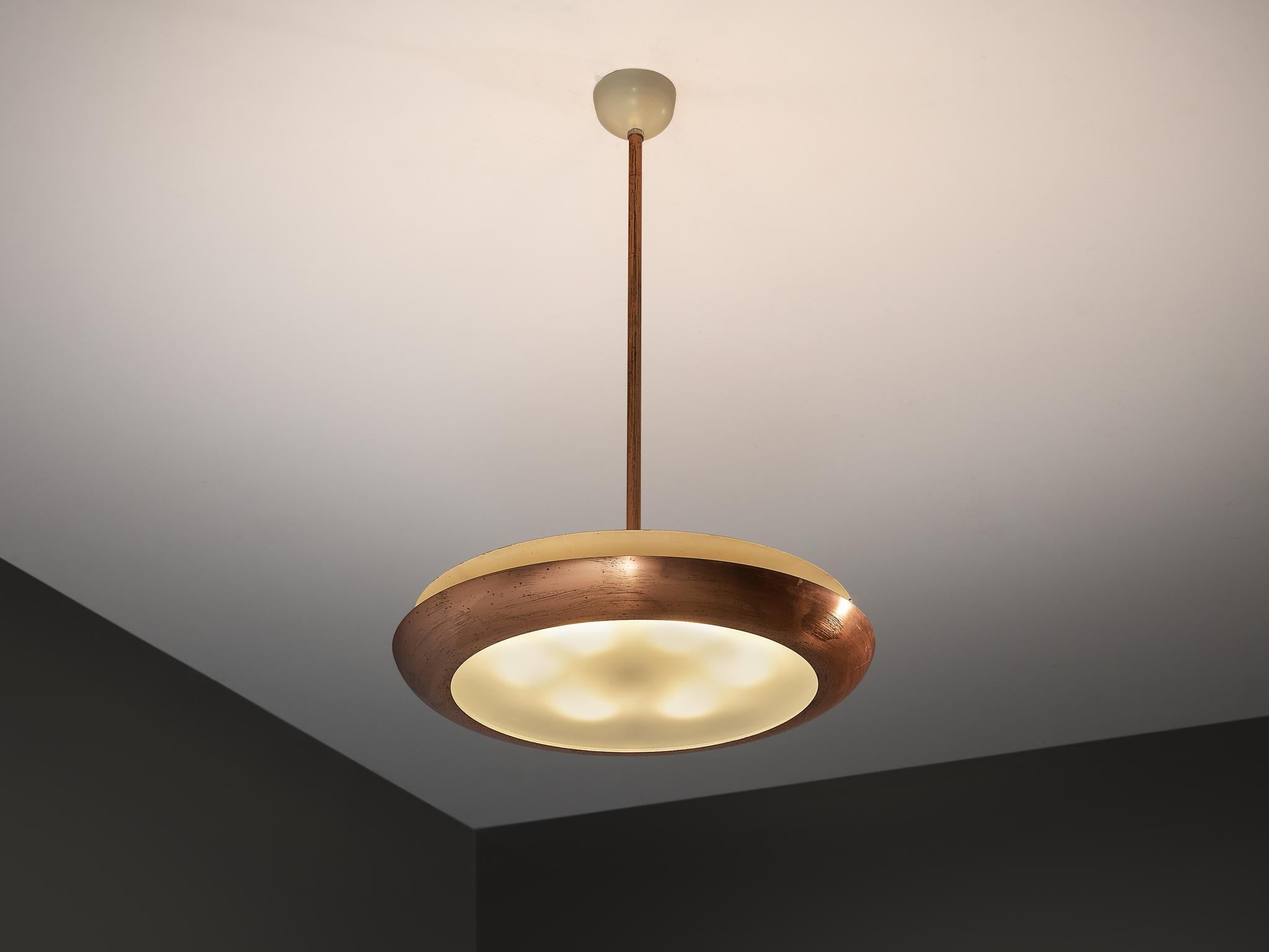 Josef Hurka for Napako Pendant Ceiling Light in Copper and Glass