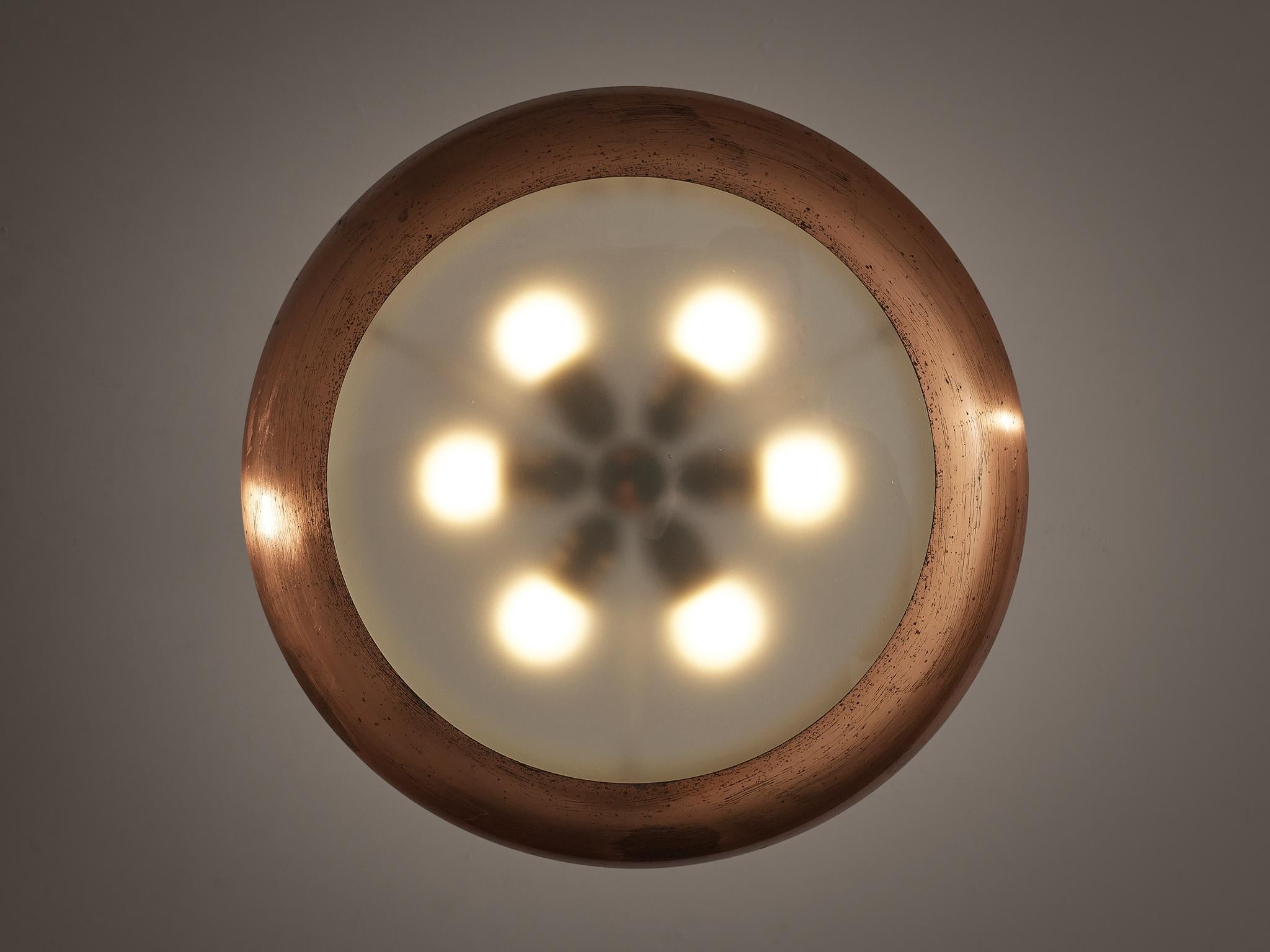 Josef Hurka for Napako Pendant Ceiling Light in Copper and Glass