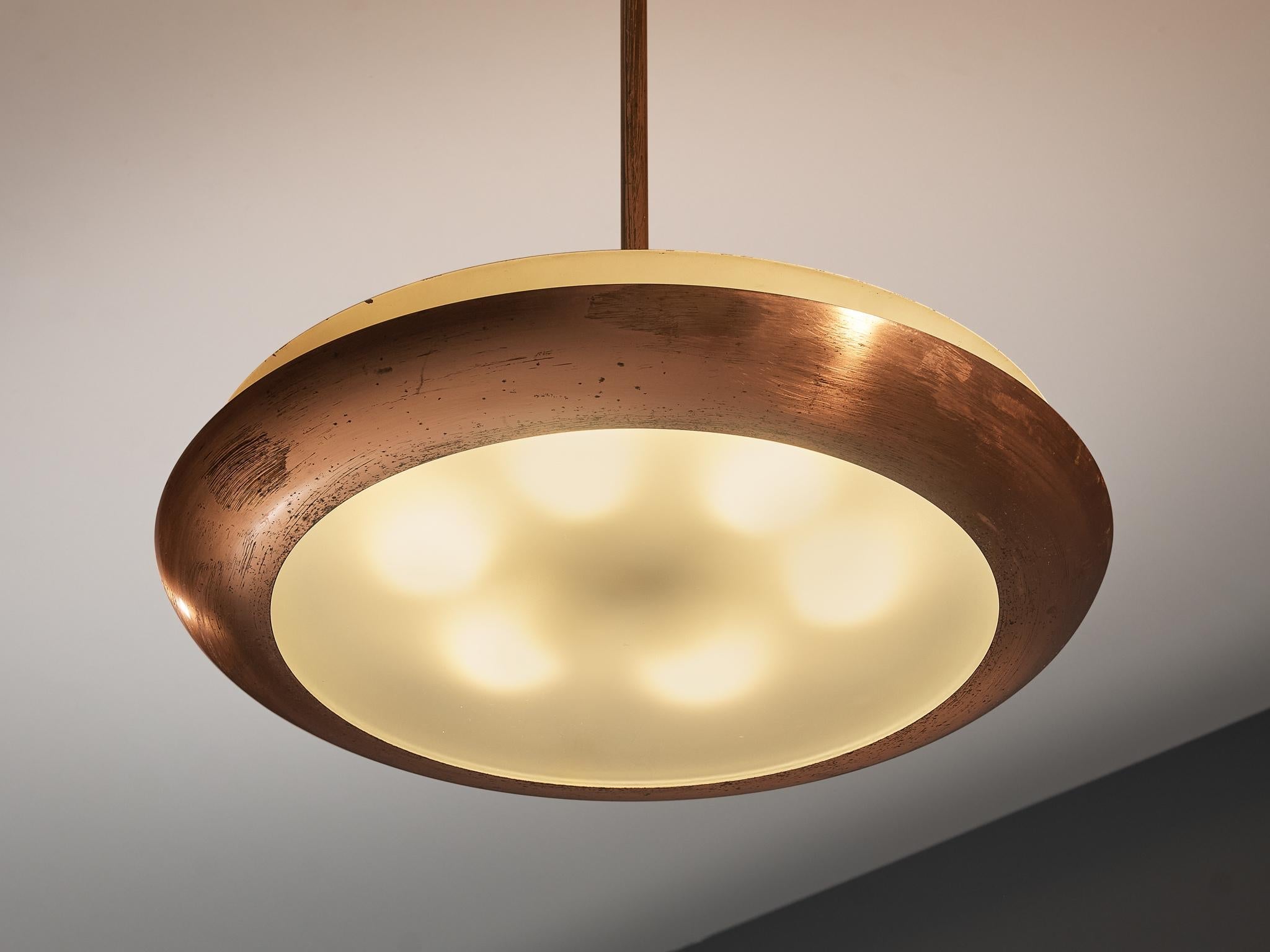 Josef Hurka for Napako Pendant Ceiling Light in Copper and Glass