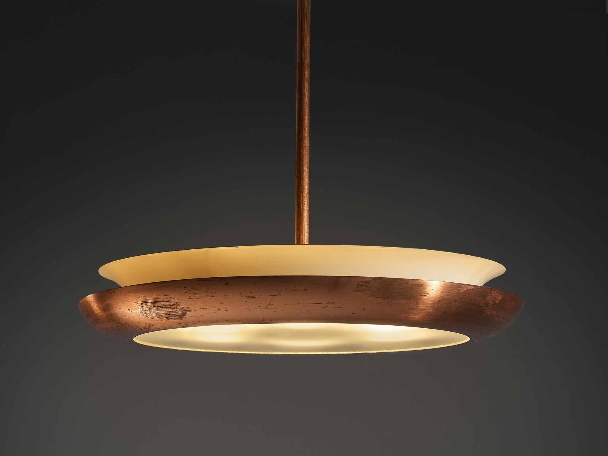 Josef Hurka for Napako Pendant Ceiling Light in Copper and Glass