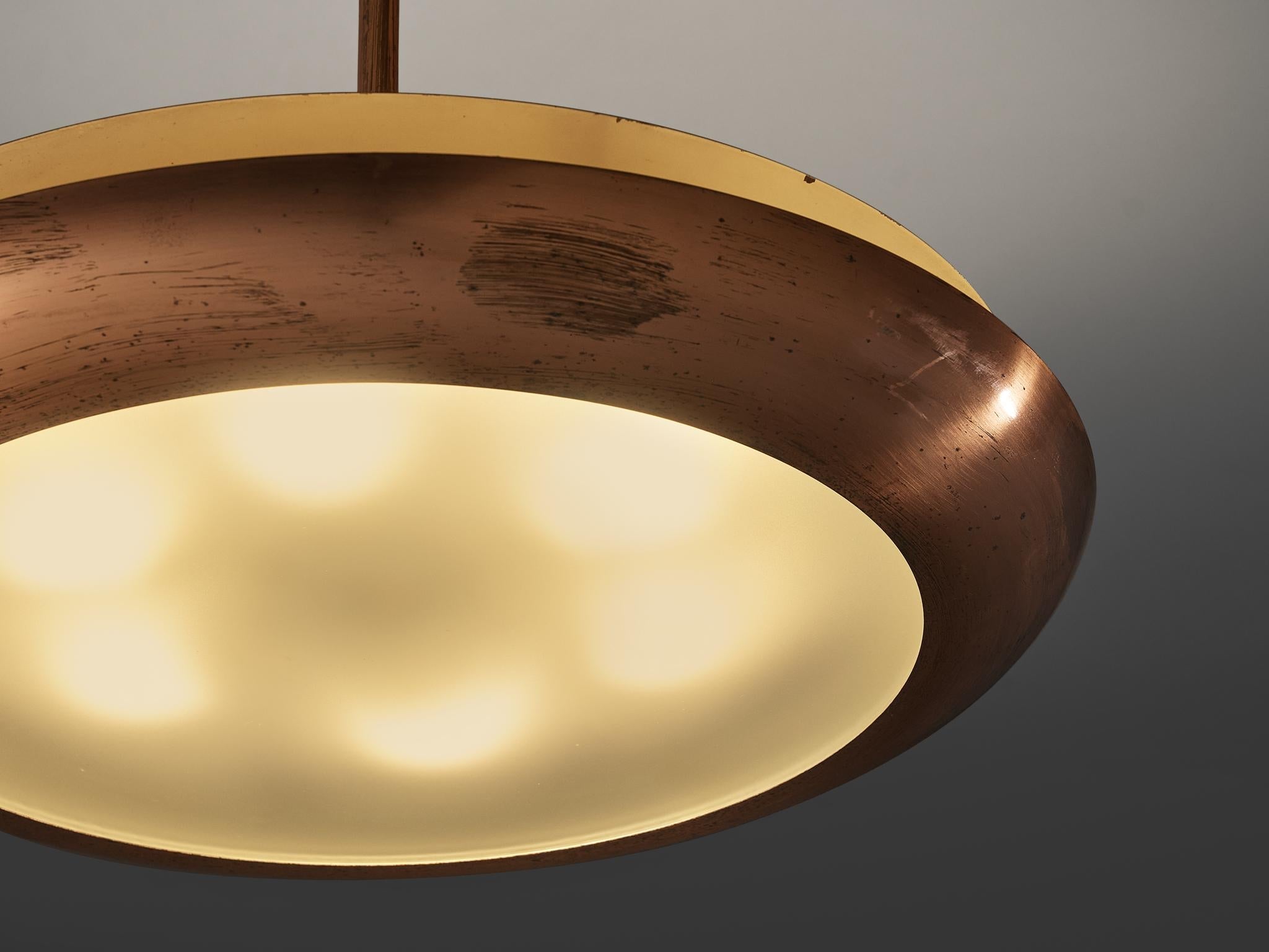 Josef Hurka for Napako Pendant Ceiling Light in Copper and Glass