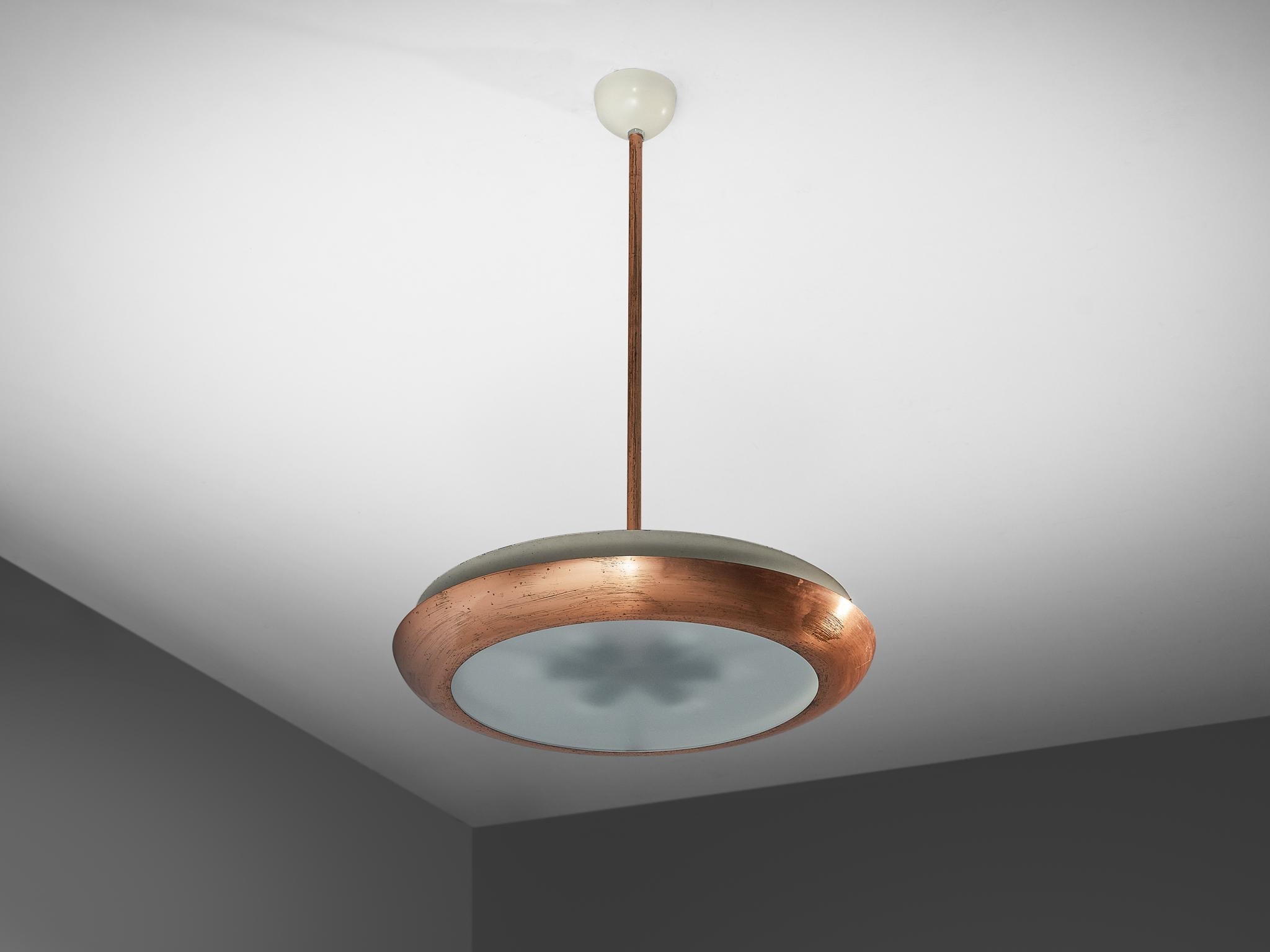 Josef Hurka for Napako Pendant Ceiling Light in Copper and Glass