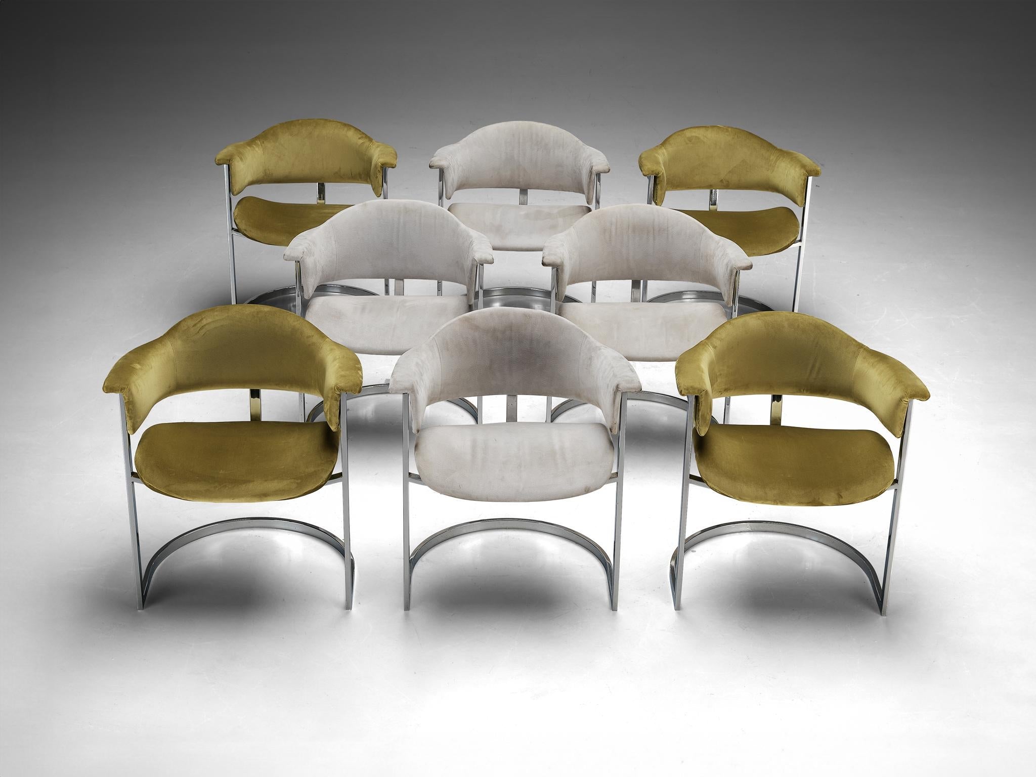 Vittorio Introini for Mario Sabot Set of Eight Dining Chairs in Steel