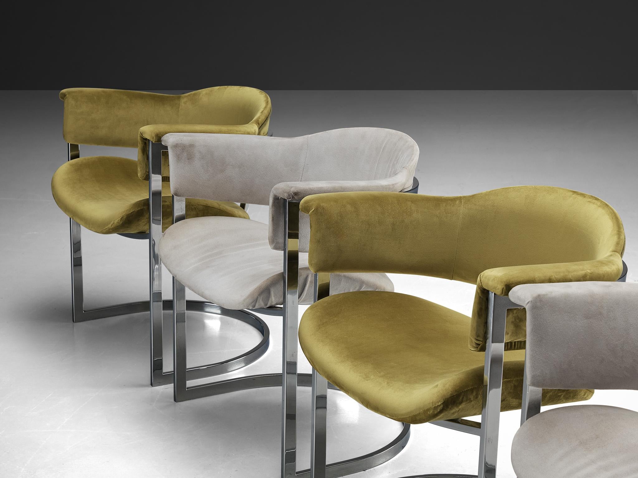 Vittorio Introini for Mario Sabot Set of Eight Dining Chairs in Steel