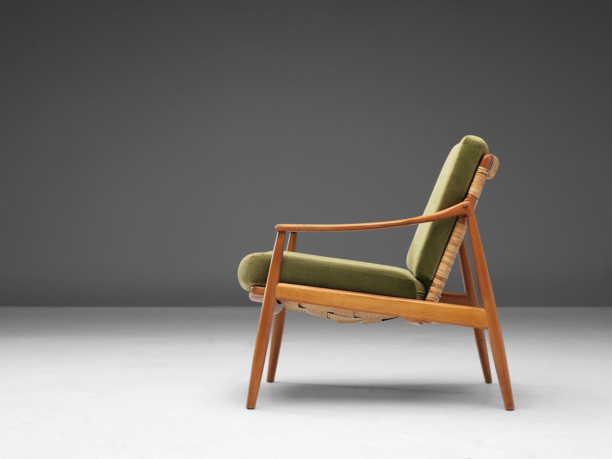 Hartmut Lohmeyer for Wilkhahn Lounge Chair in Teak and Cane