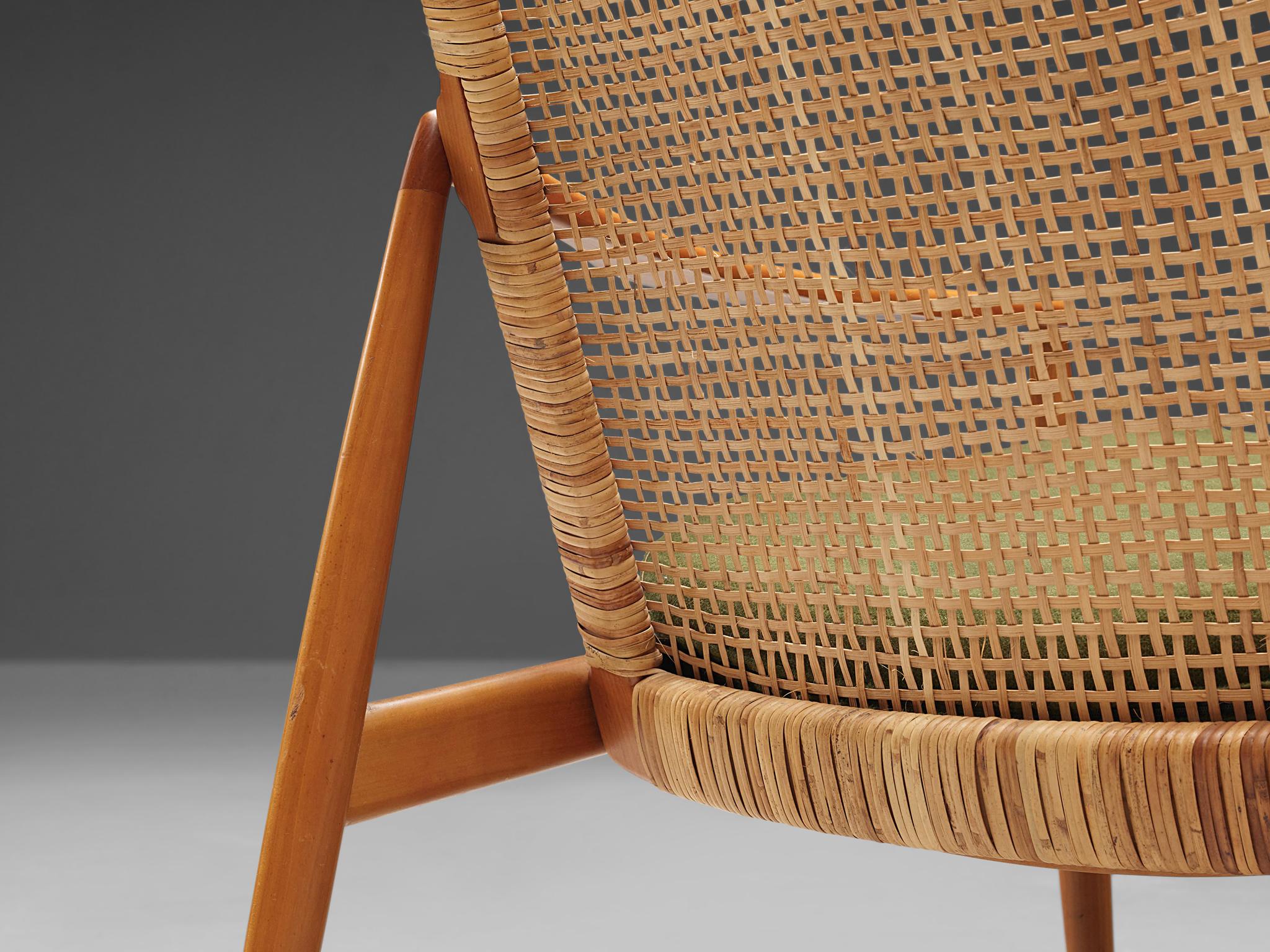 Hartmut Lohmeyer for Wilkhahn Lounge Chair in Teak and Cane