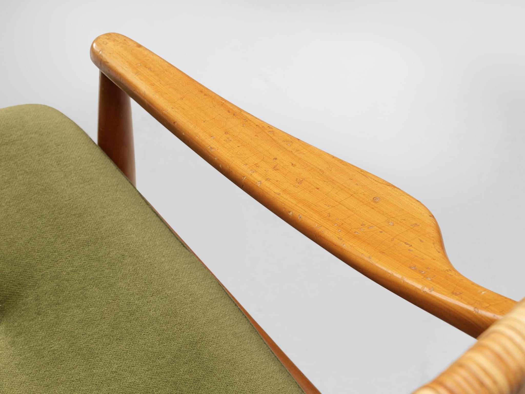 Hartmut Lohmeyer for Wilkhahn Lounge Chair in Teak and Cane