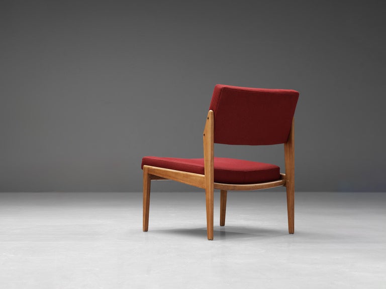 Thonet Slipper Chair in Cherry and Red Upholstery