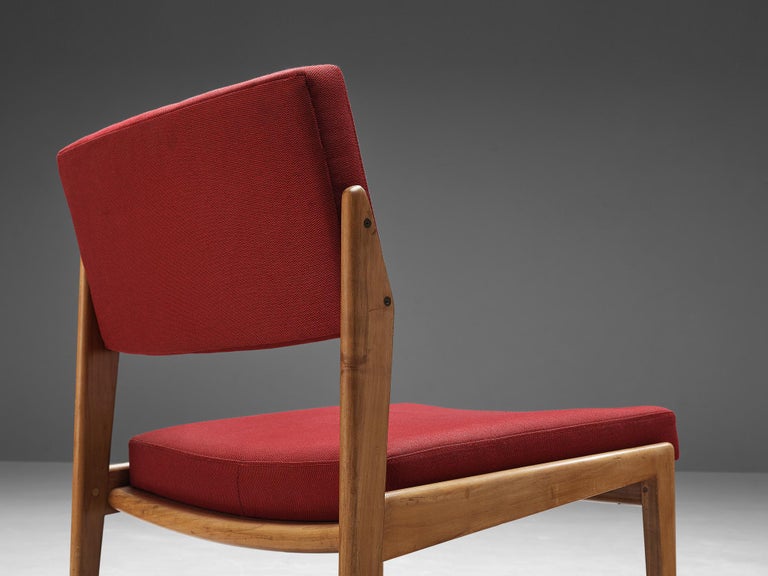 Thonet Slipper Chair in Cherry and Red Upholstery