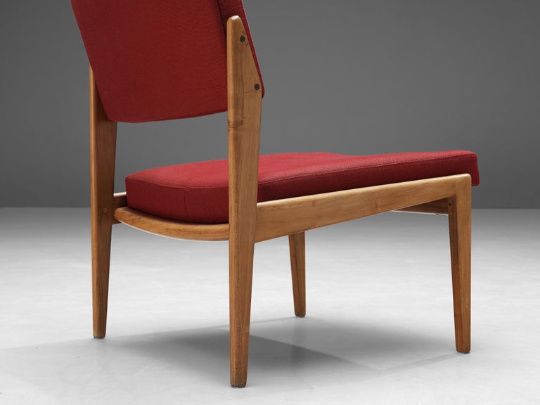 Thonet Pair of Chairs in Cherry and Burgundy Upholstery