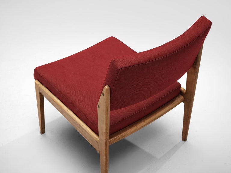 Thonet Slipper Chair in Cherry and Red Upholstery