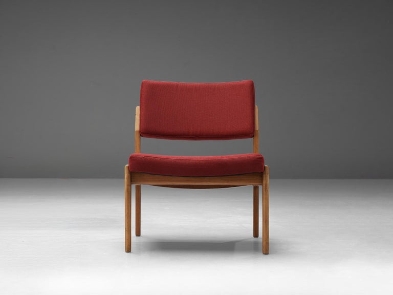 Thonet Slipper Chair in Cherry and Red Upholstery