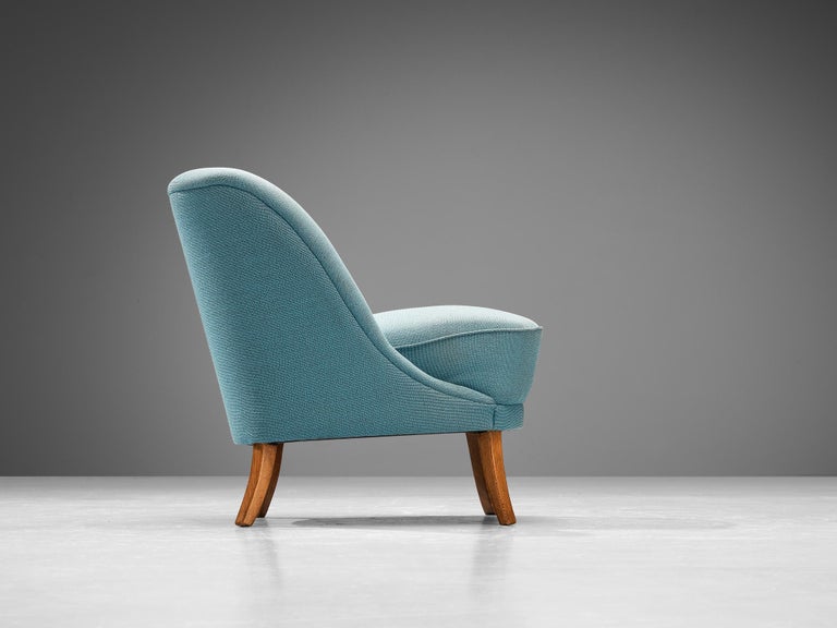 Delicate Lounge Chair in Light Blue Upholstery
