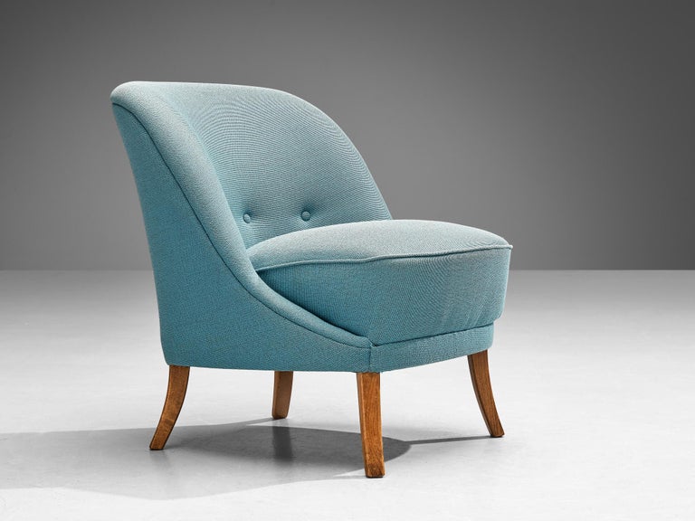 Delicate Lounge Chair in Light Blue Upholstery