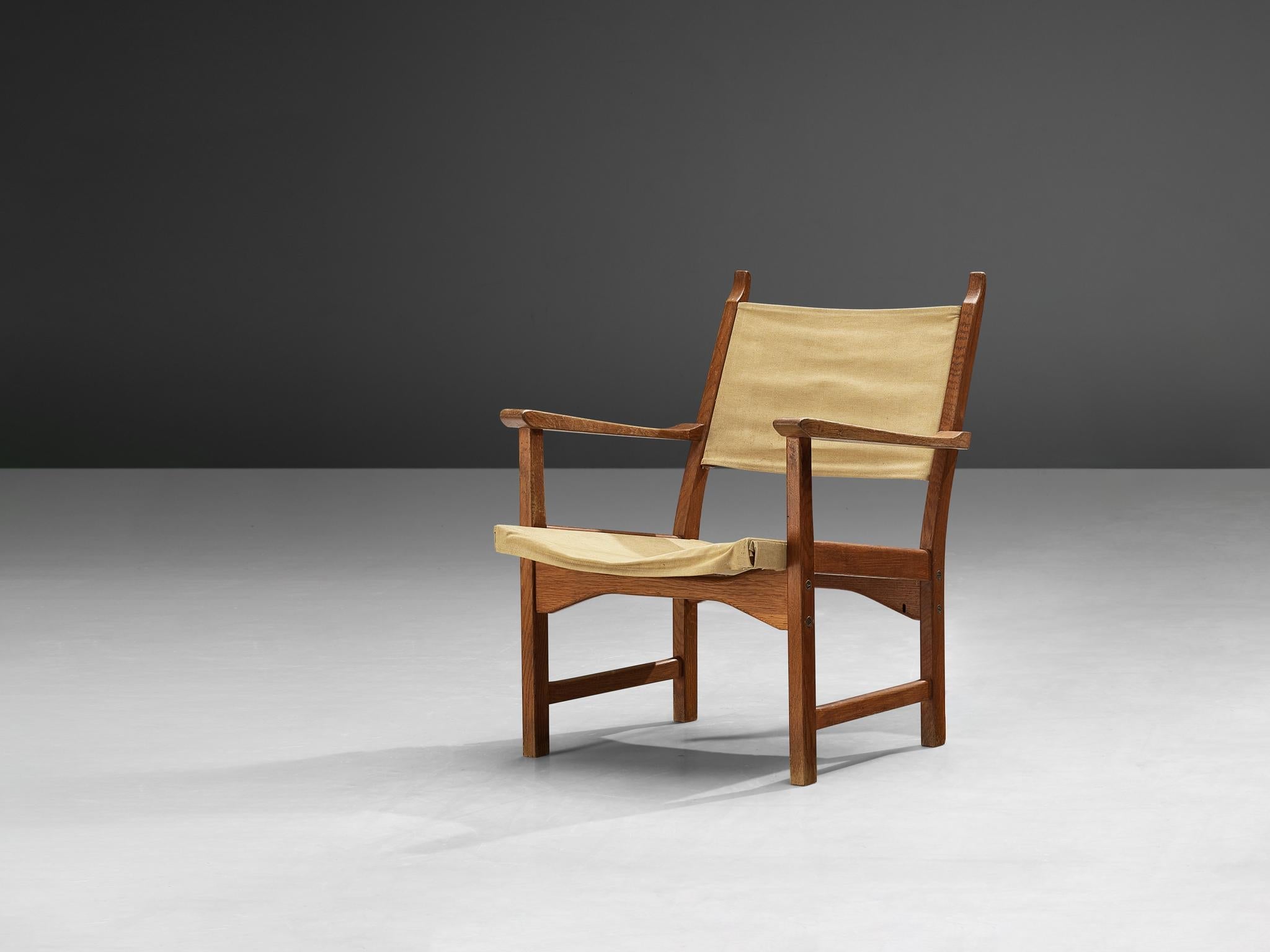 Carl Malmsten & Yngve Ekström 'Caryngo' Armchair in Oak and Canvas