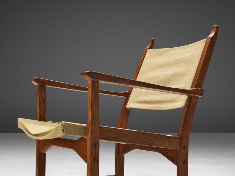 Carl Malmsten & Yngve Ekström Pair of 'Caryngo' Chairs in Oak and Canvas