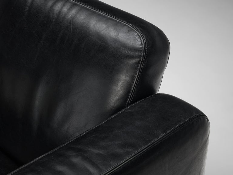 Italian Lounge Chair in Black Leather