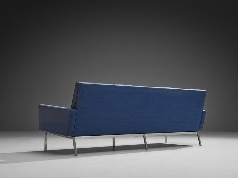 Florence Knoll for Knoll International Sofa in Blue Upholstery and Steel