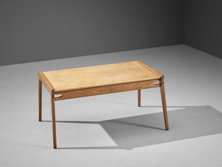 Danish Minimalist Coffee Table in Oak and Maple