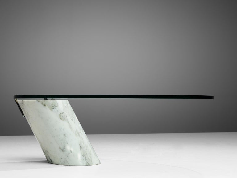 Ronald Schmitt Coffee Table in Carrara Marble and Glass