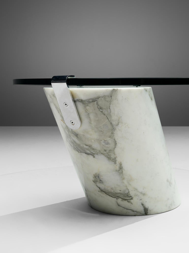 Ronald Schmitt Coffee Table in Carrara Marble and Glass