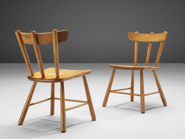 Pair of Scandinavian Spindle Chairs in Birch