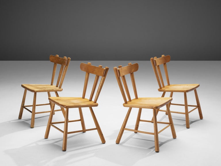 Pair of Scandinavian Spindle Chairs in Birch